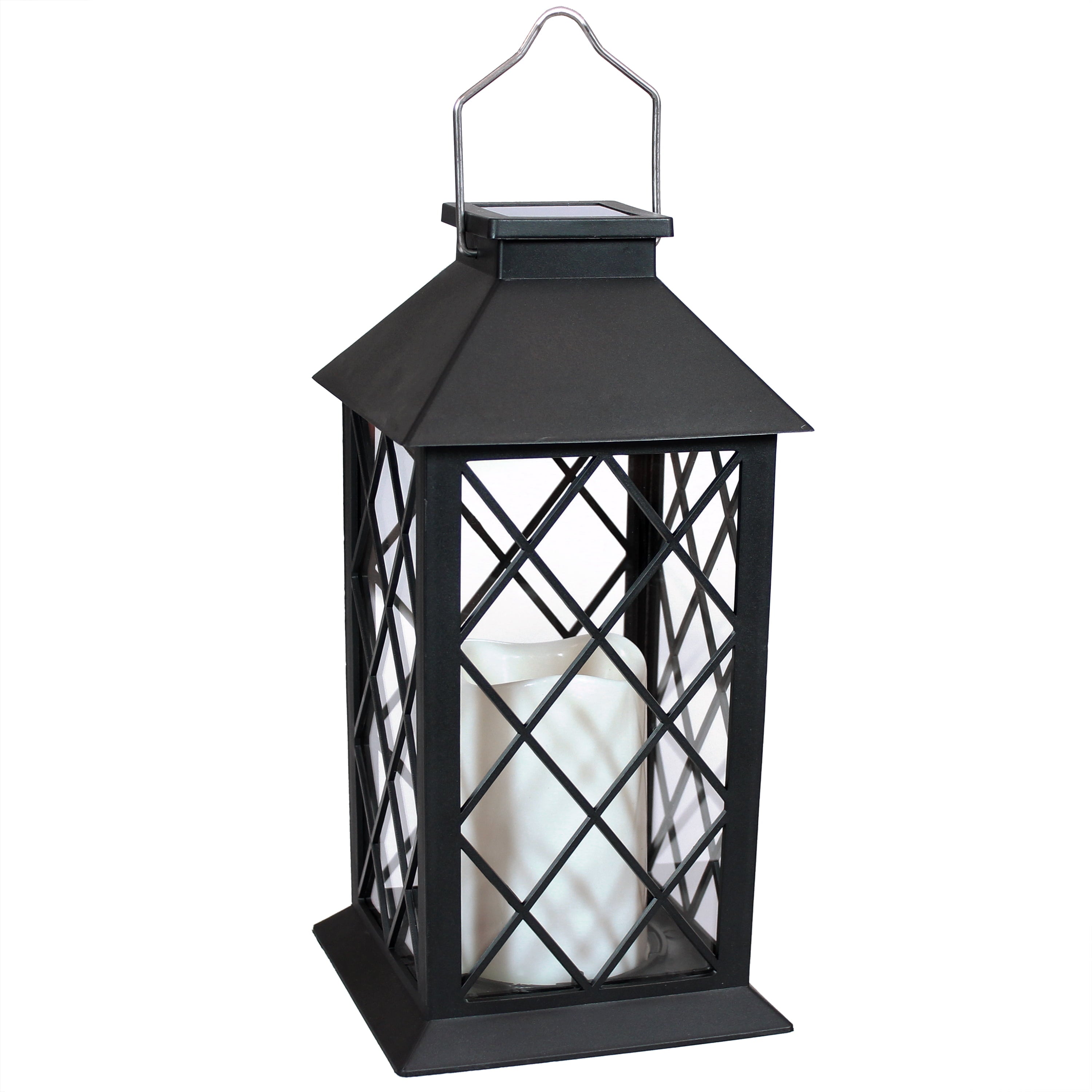 Sunnydaze Outdoor Concord Hanging Tabletop Solar LED Rustic Farmhouse Decorative Candle Lantern - 11