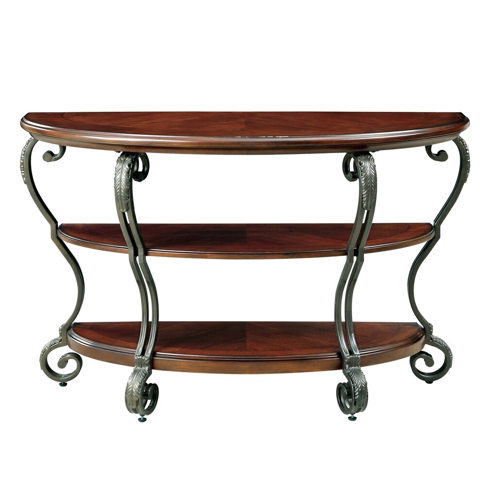 Raiz Traditional Cherry 48 inch Metal 2 Shelf Console Table by Furniture of America