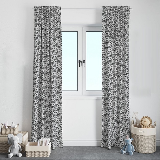 Bacati Grey Track Boys Cotton Printed Single Window Curtain Panel