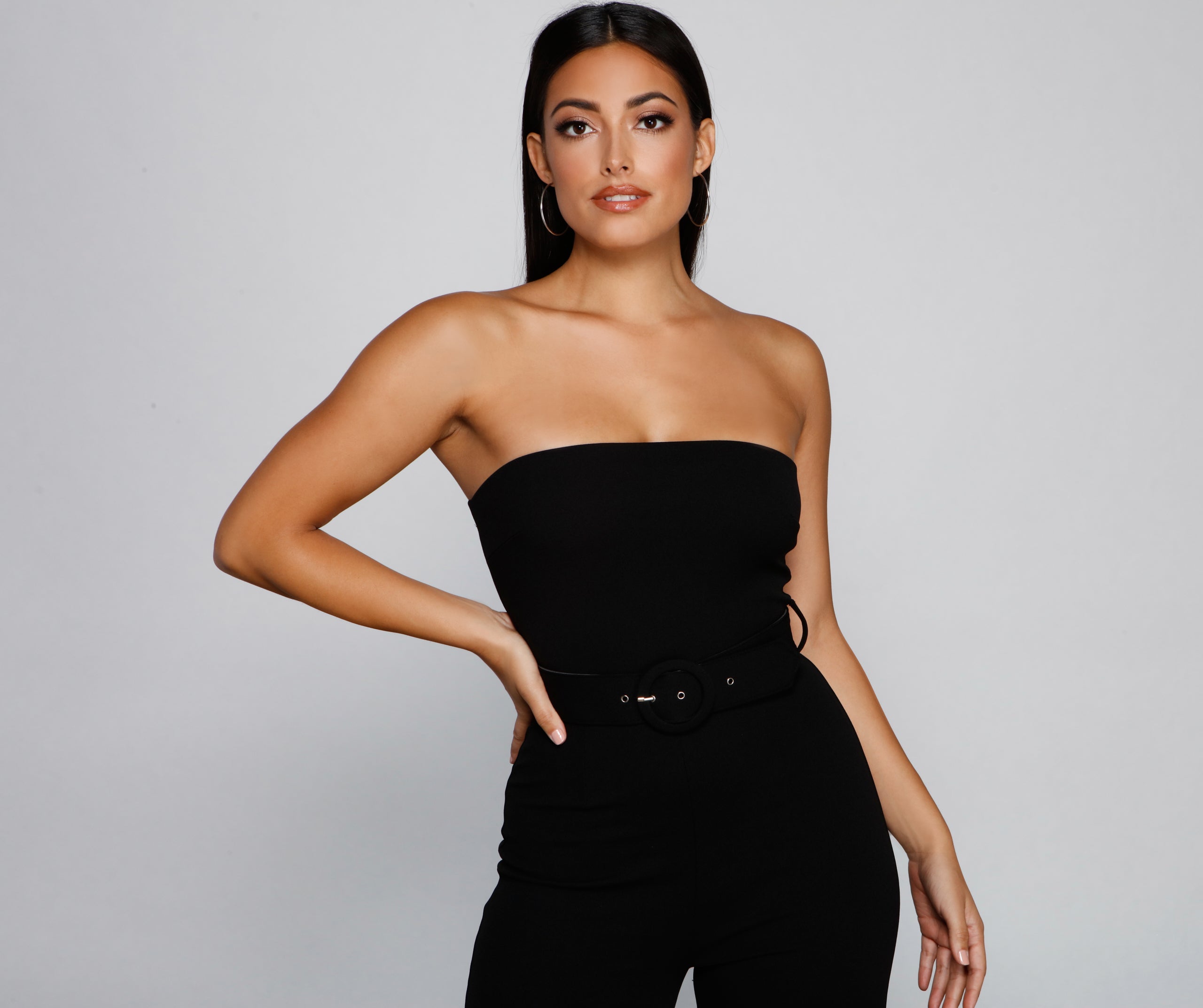 Bold And Belted Sleeveless Jumpsuit