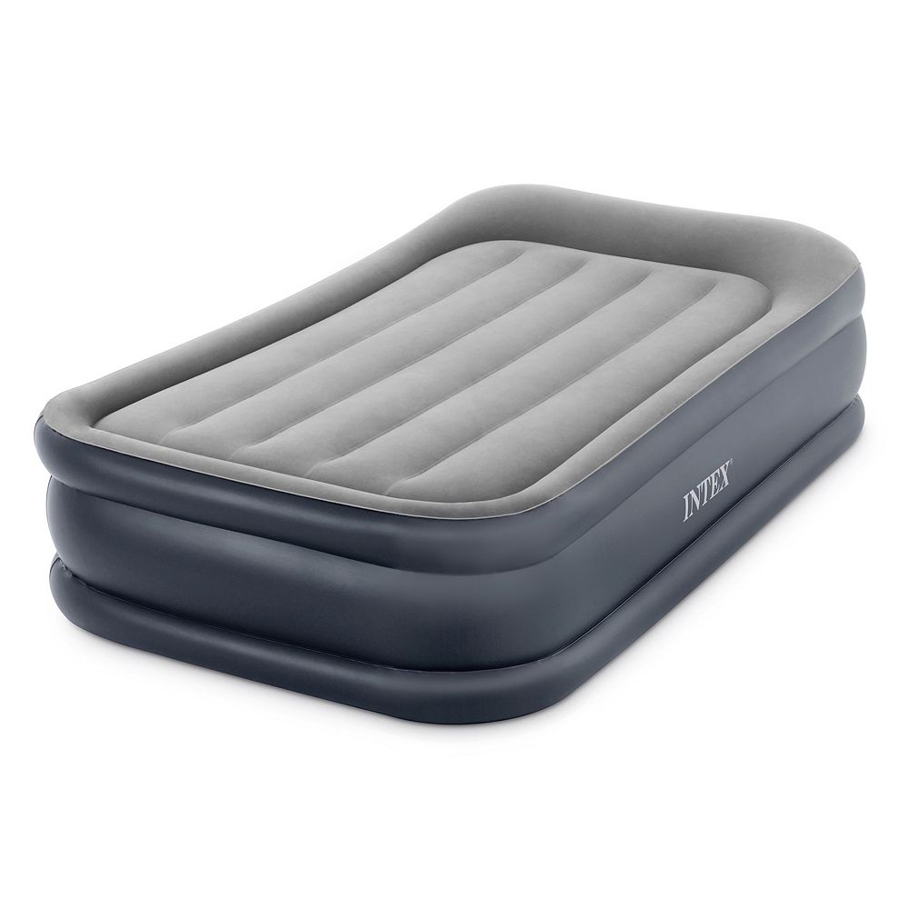 Intex Dura Beam Standard Deluxe Pillow Rest Raised Airbed w/ Built in Pump， Twin