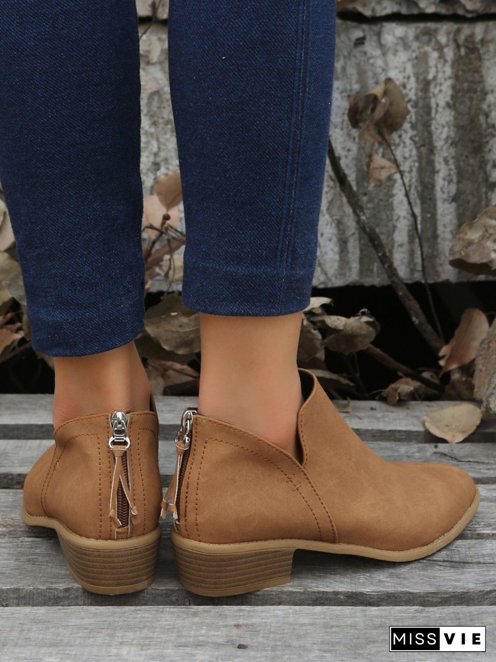 Simple Plain Chelsea Zip Ankle Boots