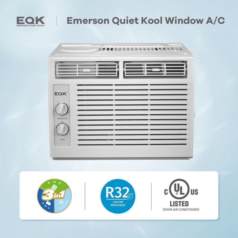 EQK 5000 BTU 115V Window AC with Mechanical Controls Rooms up to 150 Sq Ft Quiet Operation AutoRestart Washable Filter