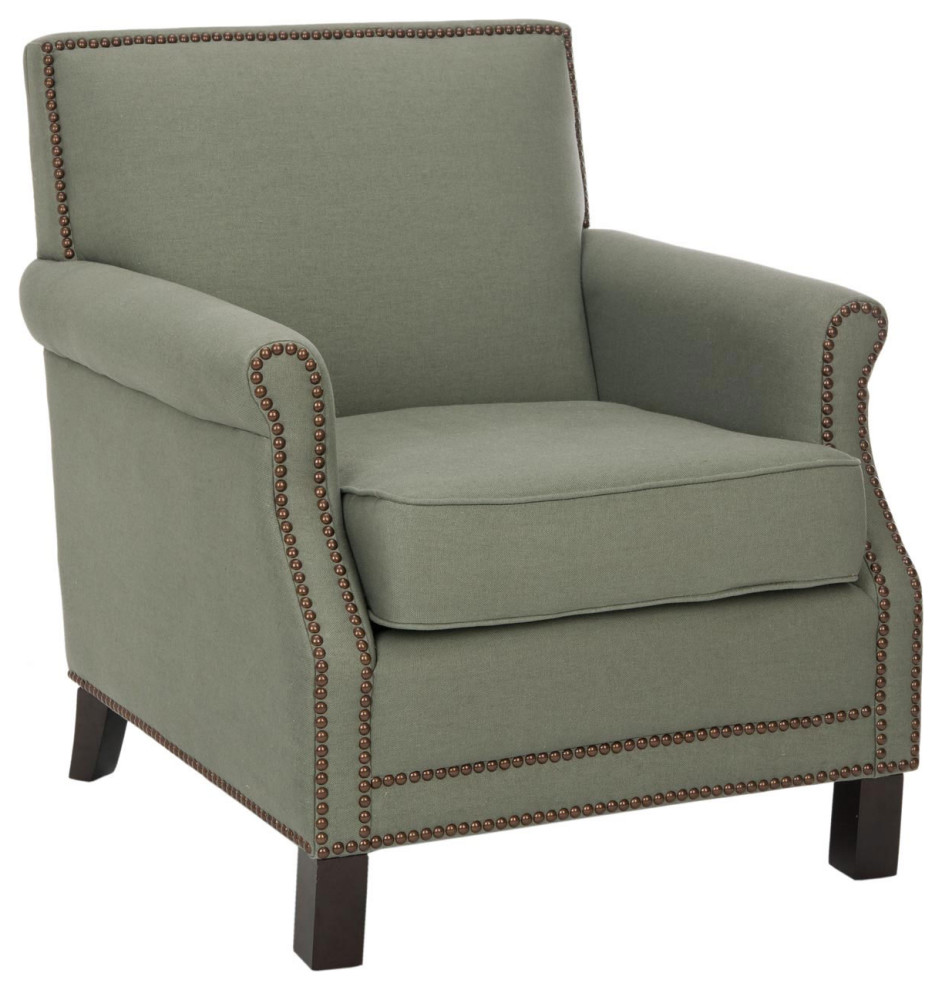 Jennifer Club Chair Brass Nail Heads Sea Mist   Transitional   Armchairs And Accent Chairs   by Peachtree Fine Furniture  Houzz