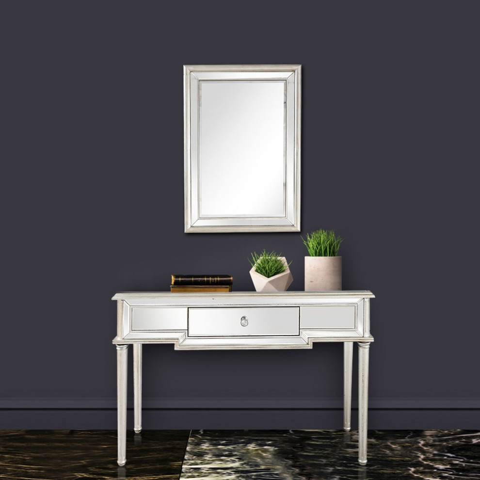 Silver Leaf Antiqued Mirror and Console Table   Traditional   Console Tables   by UStradeENT LLC  Houzz