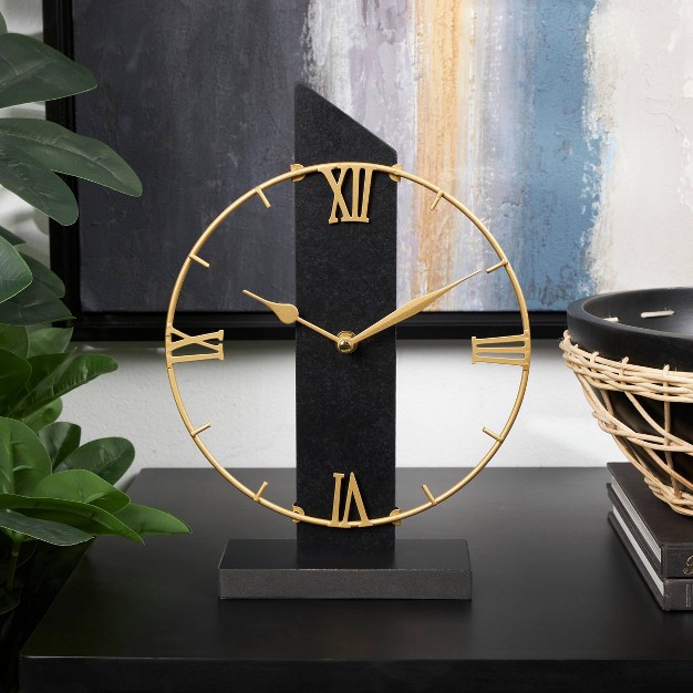 Wooden Abstract Clock With Angled Post Backing Black Olivia amp May