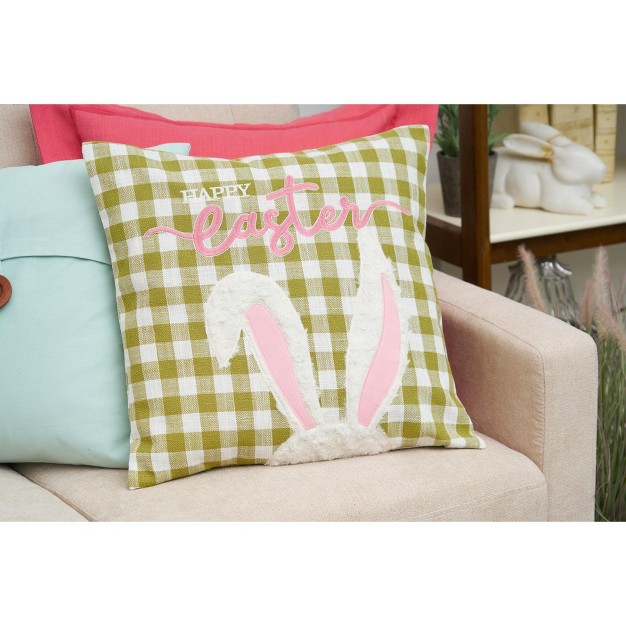 X 18 quot Easter Bunny Ears Spring Embroidered Throw Pillow