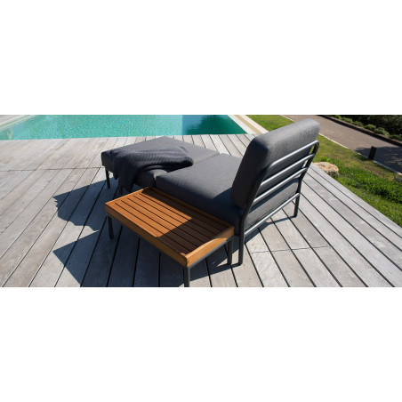 Table basse salon de jardin rectangulaire Level HOUE， bambou/aluminium