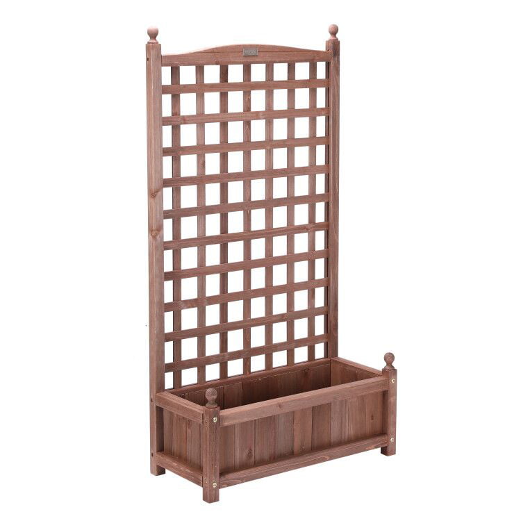 VIVOHOME Wood Planter Raised Bed with Trellis, 60 Inch Height Planter for Garden Yard