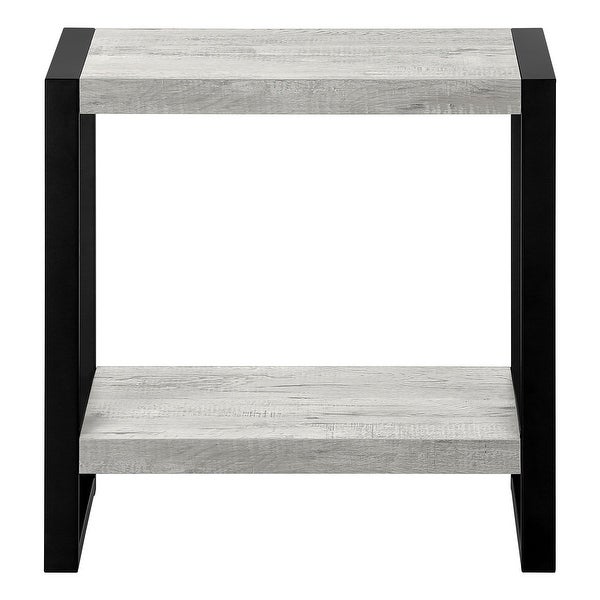 Modern Accent Table - Black Reclaimed Wood-Look / Black Metal - 23.75