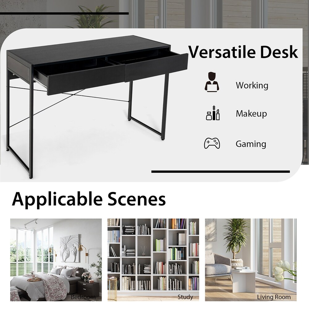Costway Computer Desk Metal Frame Study Table Home Office Workstation