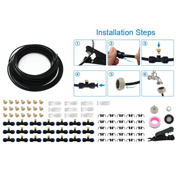 FULLWATT Outdoor Misting System Misting Cooling System for Patio 82 FORT Misting Line with 3/4