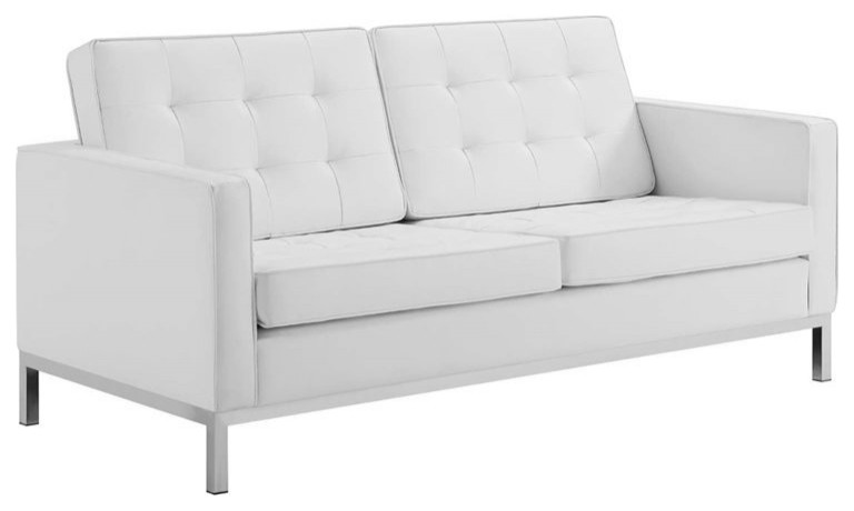 Modway Loft 2 Piece Modern Faux Leather Loveseat and Armchair Set in White   Contemporary   Living Room Furniture Sets   by Homesquare  Houzz