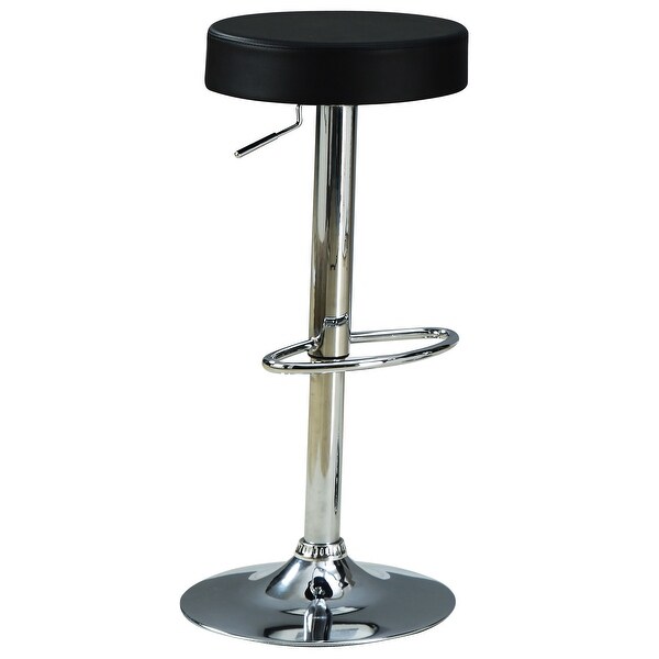 Modern Clean Design Swivel Black Seat With Chrome Pedestal Adjustable Stool