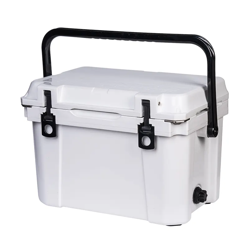 Wholesale mini size customized plastic ice chest 25QT beer can injection cooler box with metal handle