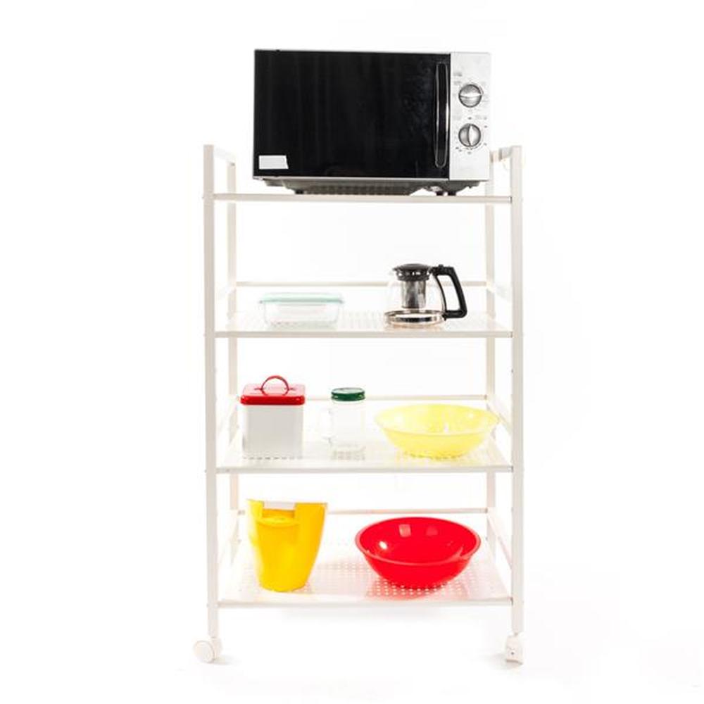 Widen 4-Tier Utility Cart Mesh Rolling Storage Cart Kitchen Storage Cart on Wheels Steel Utility Serving Rack