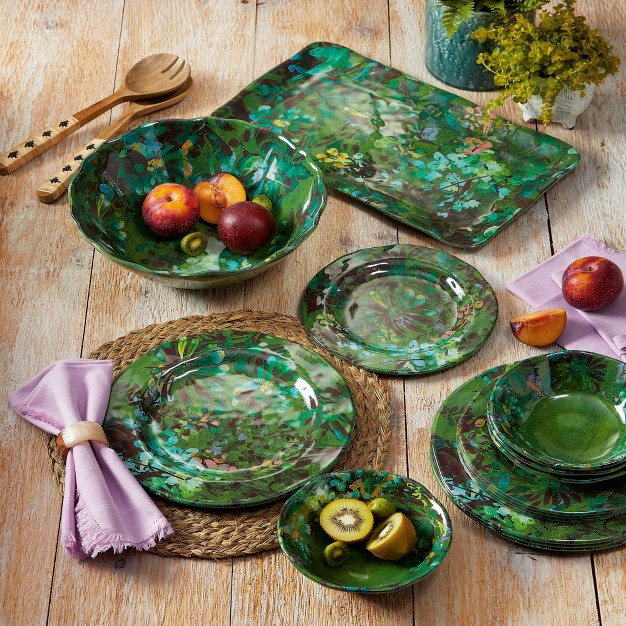 Tag Botanica Green Floral Print Melamine Set Of 4 Salad Plates Indoor outdoor Machine Washable 9 0 Inch