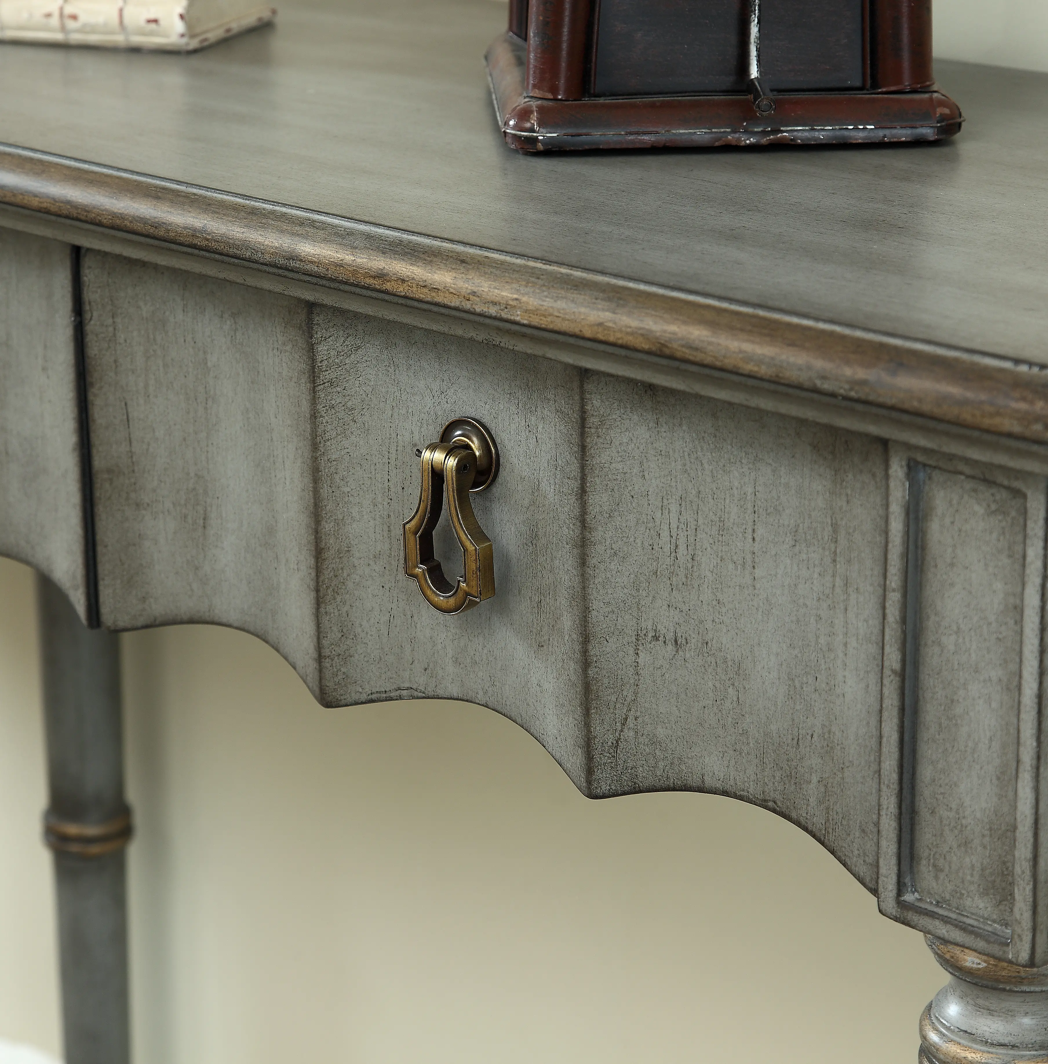 Gray Four Drawer Console Table