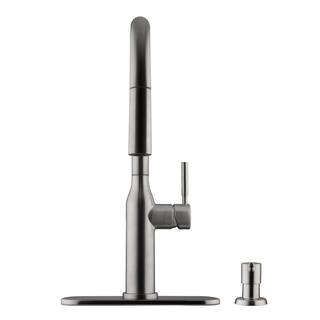 Glacier Bay Upson Single-Handle Touchless Pull-Down Kitchen Faucet with TurboSpray and FastMount and Soap Dispenser in Stainless HD67857-0008D2