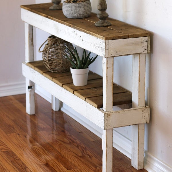 White Combo Double Tier Console