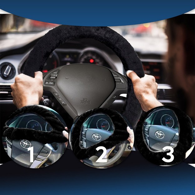 Zone Tech Fluffy Sheepskin Steering Wheel Cover