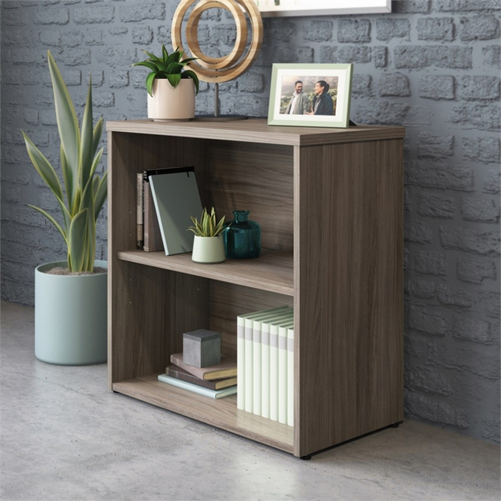 Sauder Affirm Engineered Wood 2 Shelf Bookcase in Hudson Elm/Brown   Transitional   Bookcases   by Homesquare  Houzz