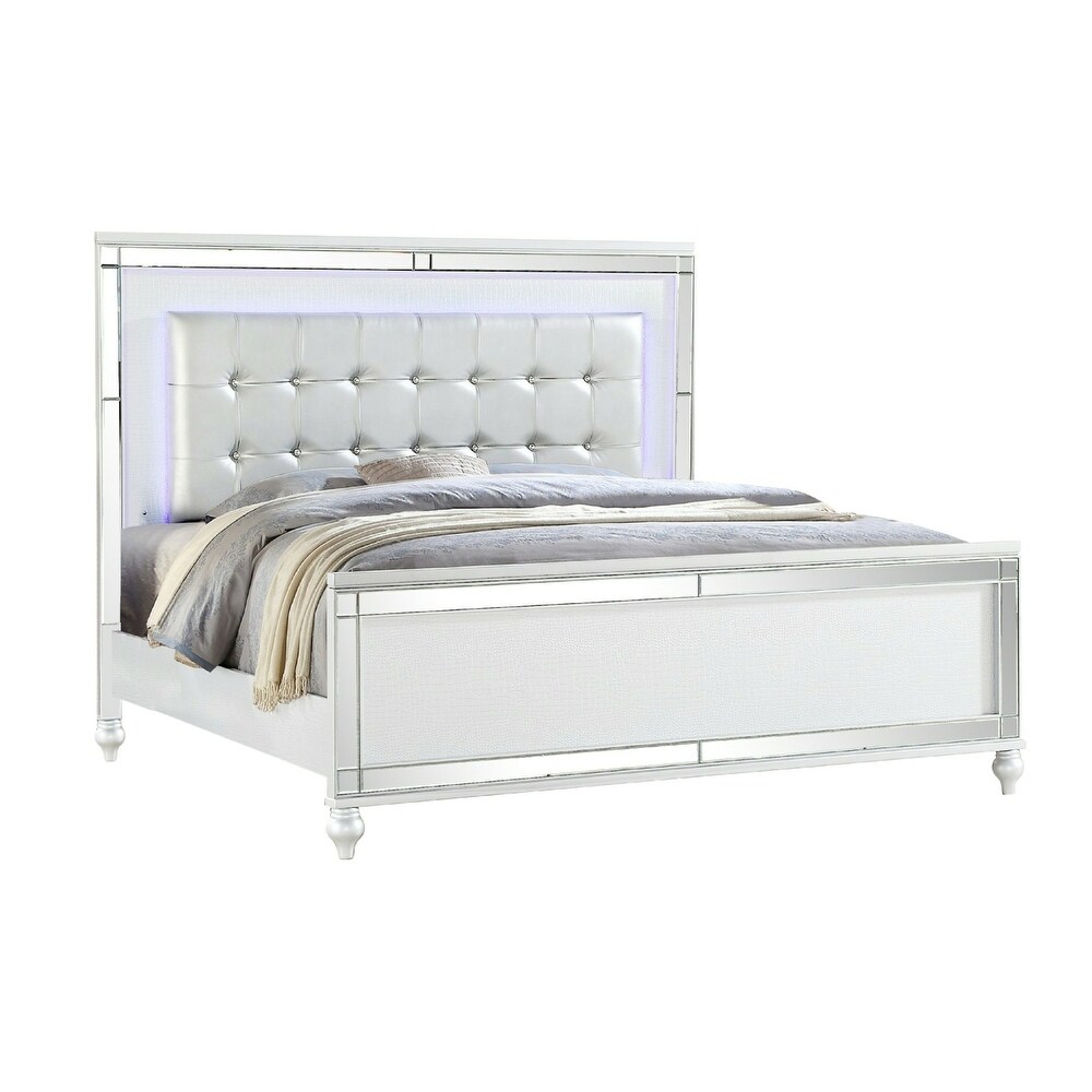 Sterling 4PC/5PC Contemporary Bedroom Set with Mirror Accents and LED Enhancements