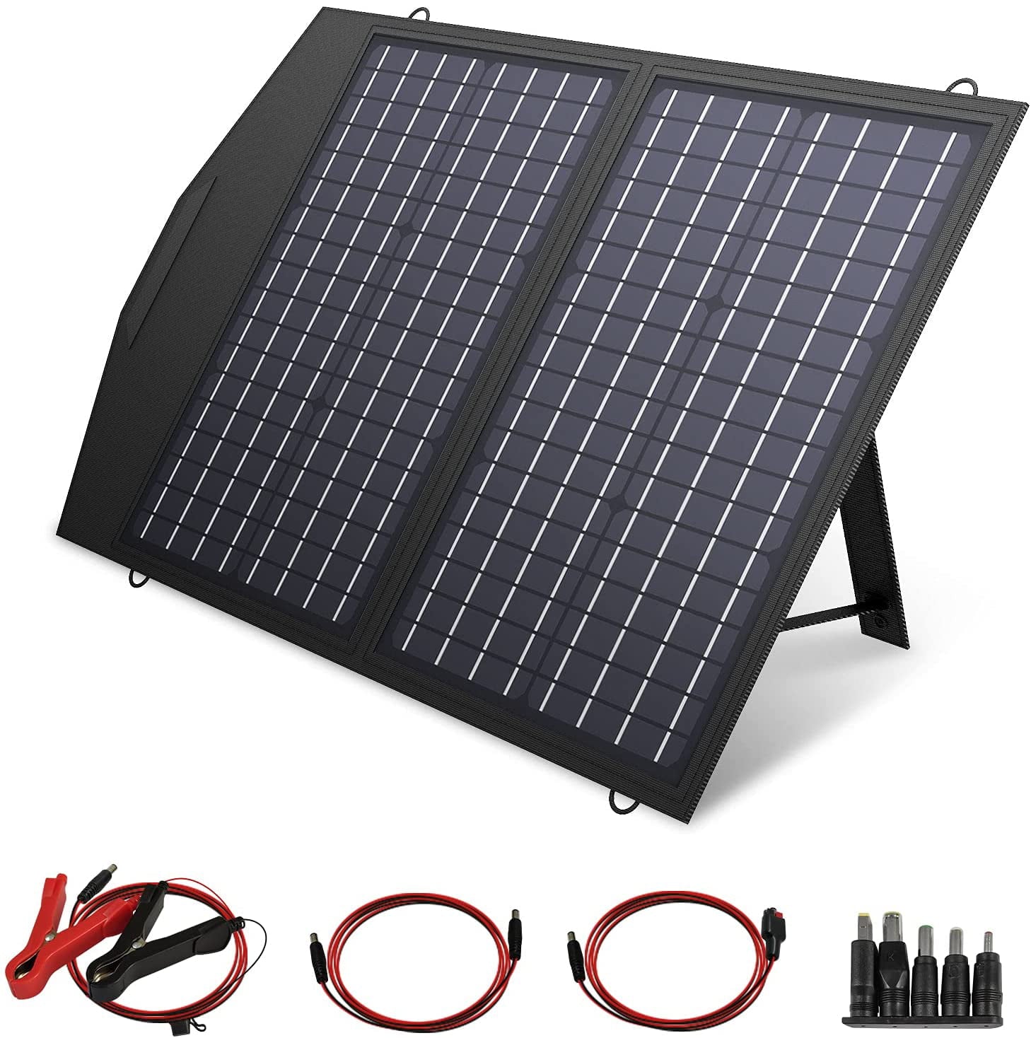 ALLPOWERS 60W 18V/5V 4A Foldable Solar Panel Kit, with Adjustable Kickstand, Portable Solar Generator Battery Charger for Camping Phone, Laptop, Pad, Power Station, Camera, Drone