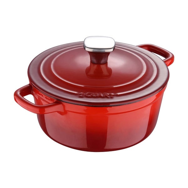 2 Qt Enamel Cast Iron Dutch Oven with Self-Basting Lid and Ombre Design