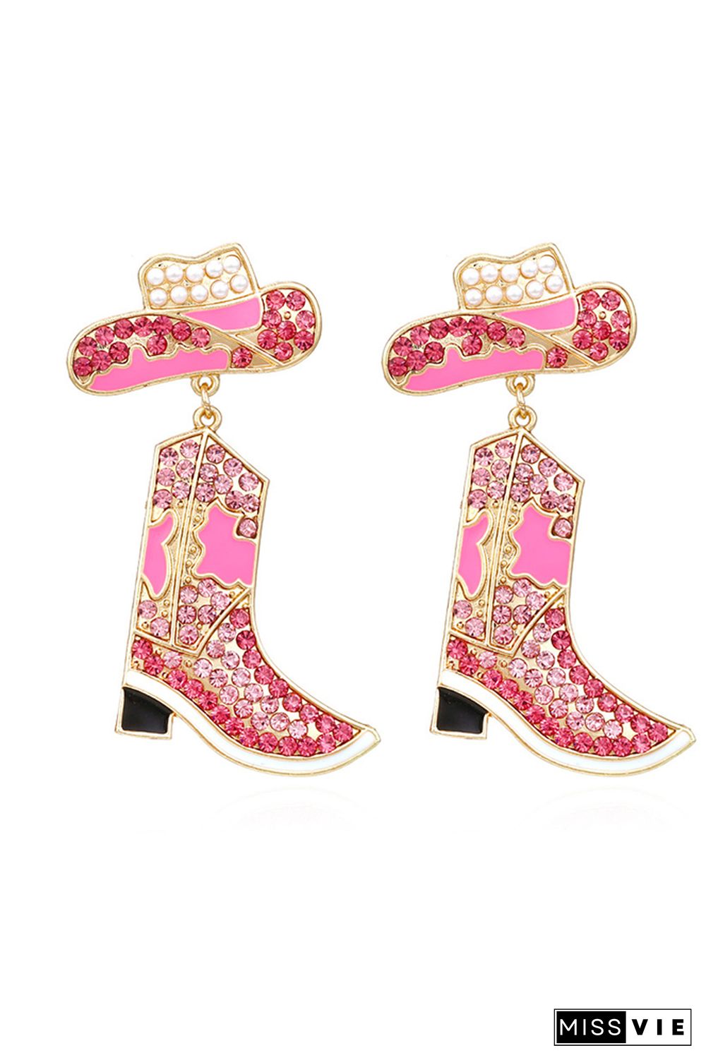 Rhinestone Boots Earrings MOQ 5pcs