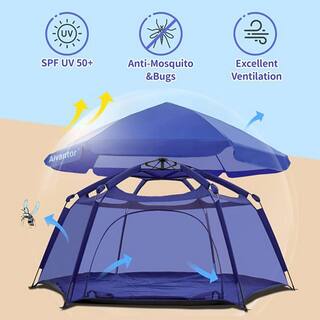 Alvantor 84 in. x 84 in. x 44 in. Navy Instant Pop Up Portable Play Yard Canopy Tent Kids Playpen Lightweight No Waterproof 8051