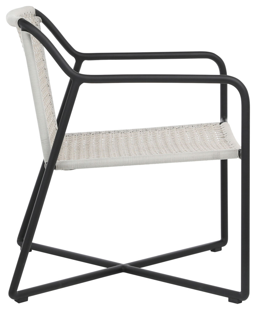 Augustina Indoor Outdoor Grey and Black Woven Rope and Iron Occasional Chair   Tropical   Outdoor Dining Chairs   by Karina Living  Houzz