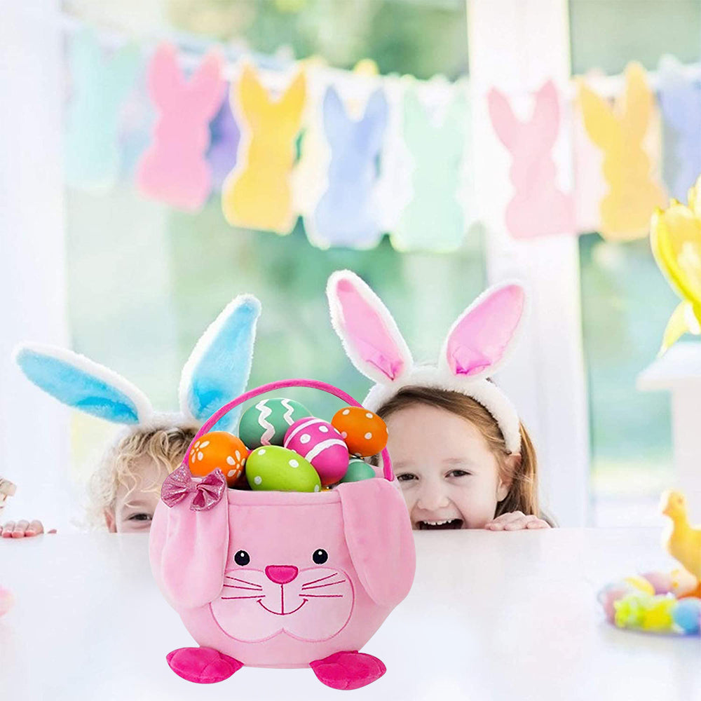 Movsou Easter Bunny Basket, Suitable for Girls and Boys Easter Party Gift Pink