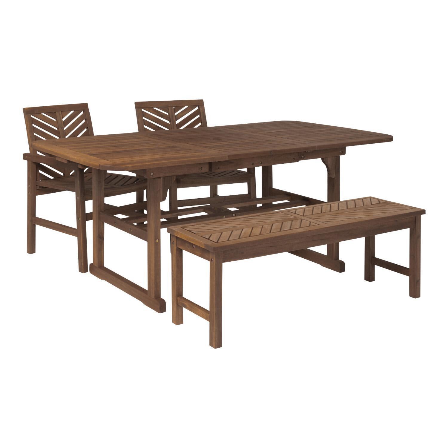 Ultimate Patio Wishlake 4 Piece Acacia Patio Dining Set W/ 55-79 X 35 Inch Extension Rectangular Table