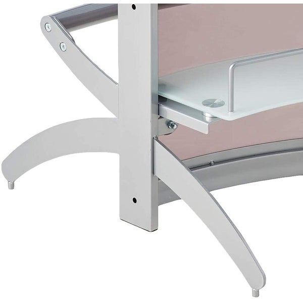 2-Shelf Bar Unit with Glass Top Silver， Frosted and Smoke - Silver