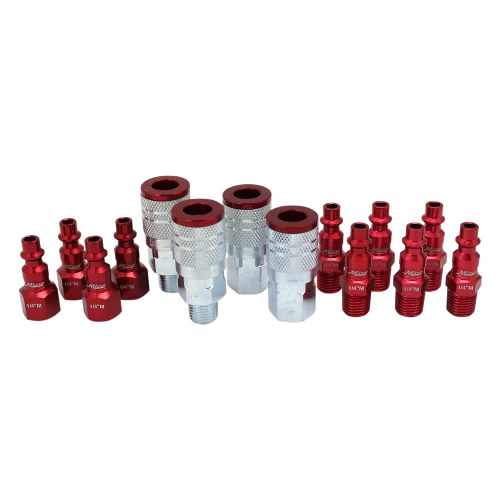 ColorFit® by Milton® S-314MKIT Coupler and Plug Kit ; (M-Style， Red) ; 1/4 NPT， (14-Piece)