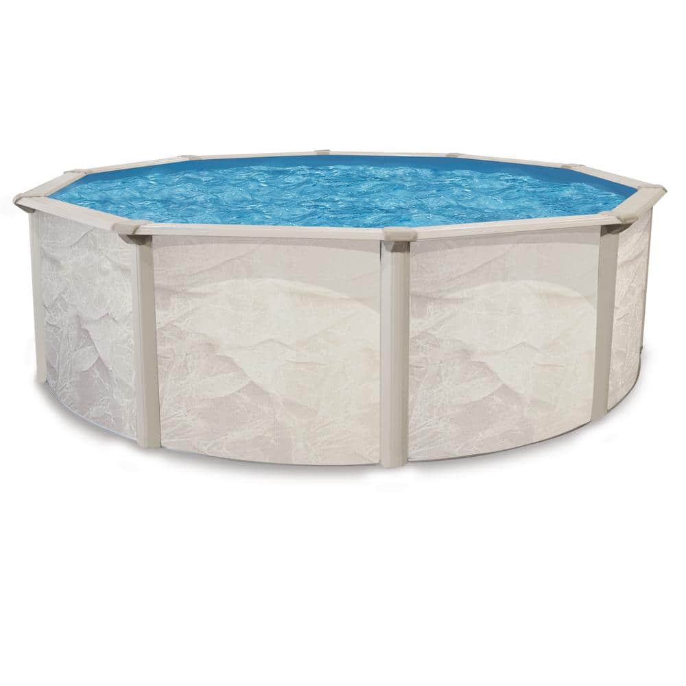 AQUARIAN Independence 21 ft. Round 52 in. D Metal Wall Above Ground Hard Side Swimming Pool Package PURB2152HD5