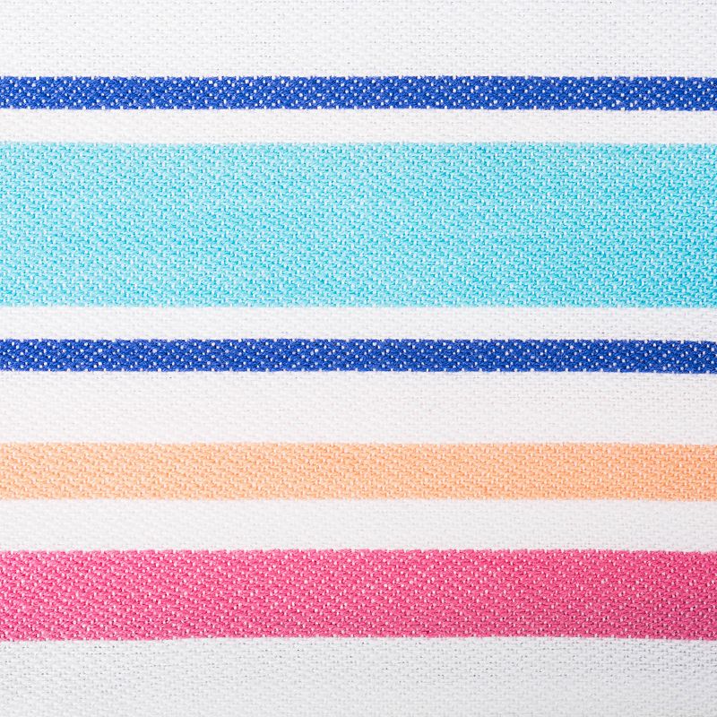 72 Aqua Blue and Pink Striped Rectangular Table Runner