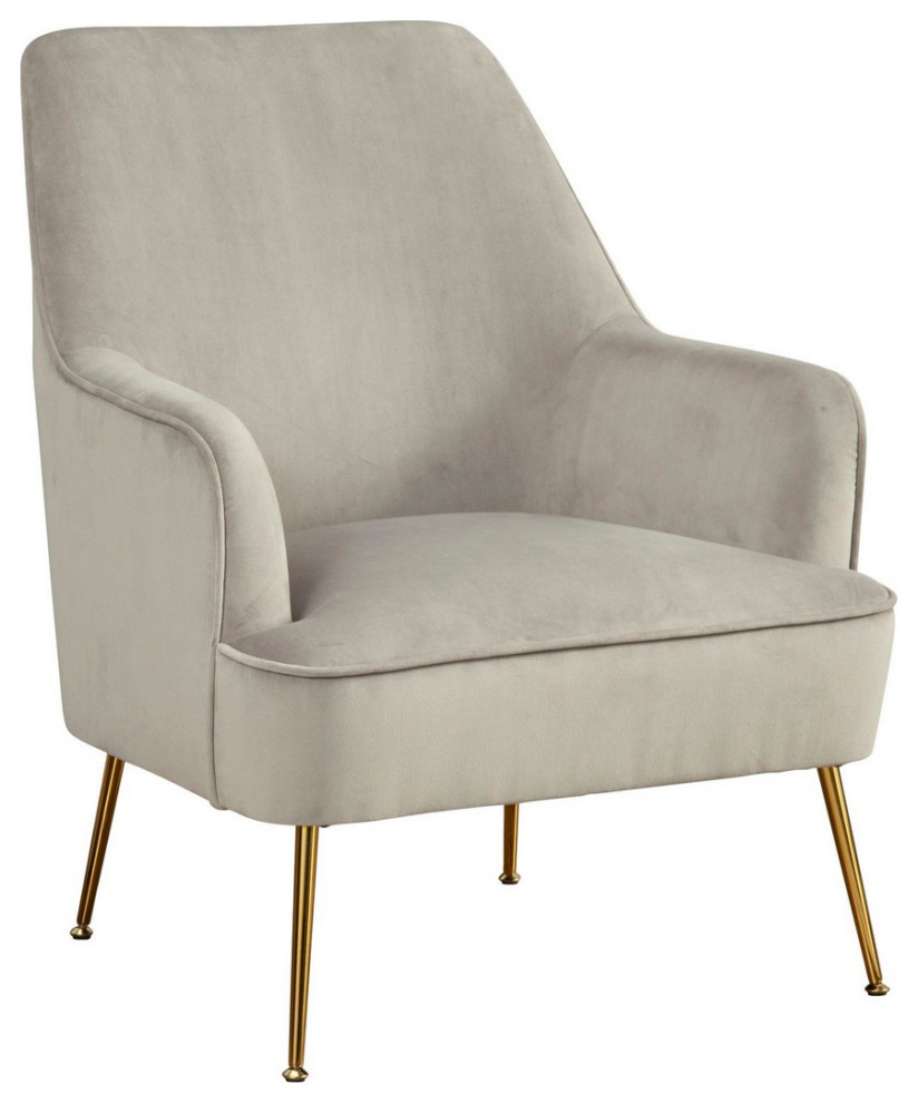 Benzara BM261857 Accent Chair With T Cushioned Seat and Metal Legs  Gray   Midcentury   Armchairs And Accent Chairs   by VirVentures  Houzz