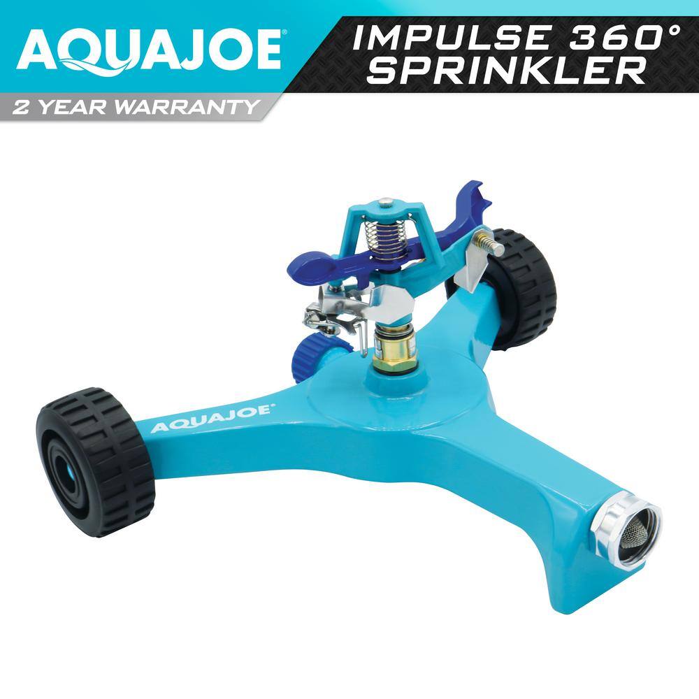 AQUA JOE 10 in. Indestructible Zinc Impulse 360-Degree Sprinkler AJ-IS10WB