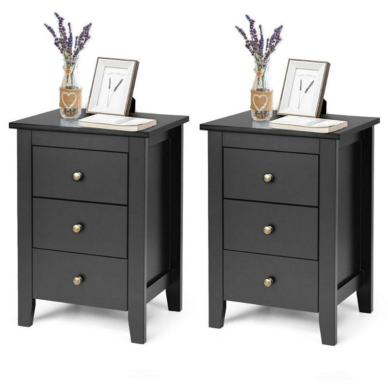 2 pcs Nightstand End Beside Table Drawers