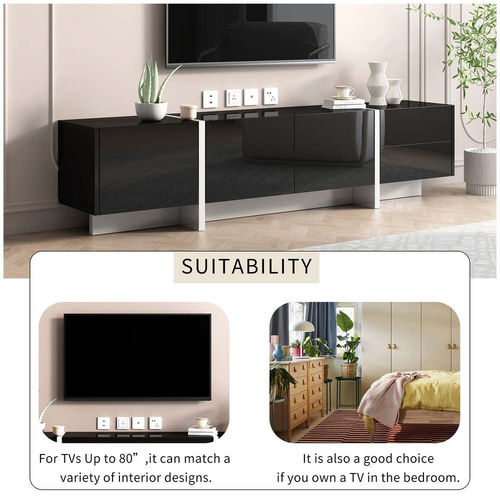 Modern TV Cabinet with High Gloss UV Surface  Unique Style TV Stand for TVs Up to 80\