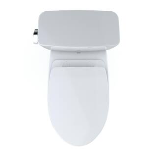 TOTO Drake 2-piece 1.6 GPF Single Flush Elongated ADA Comfort Height Toilet in. Cotton White S550E Washlet Seat Included MW7763056CSFG#01