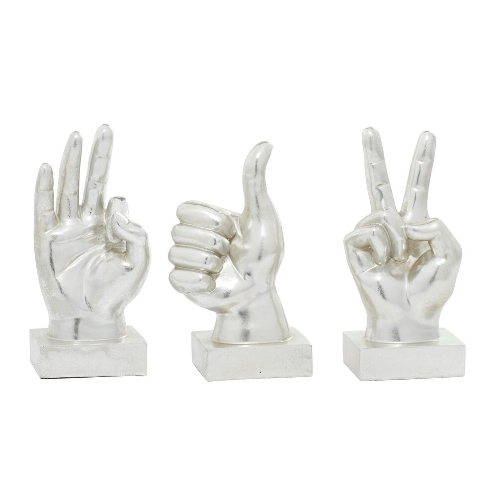 The Novogratz Dark Silver or Light Silver Polystone Hands Sculpture (Set of 3)   6\