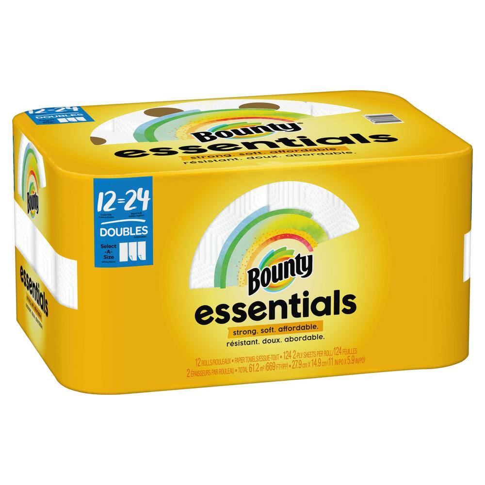 Bounty Essentials Select a Size White Double Plus Paper Towel Roll (12-Count) 003700074652