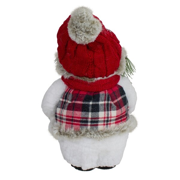 10 Plush Snowman Wearing Plaid Vest and Hat Christmas Figure