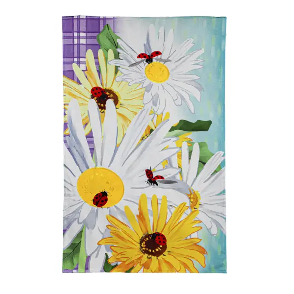 Evergreen Enterprises Daisy and Ladybug Field House Burlap Flag