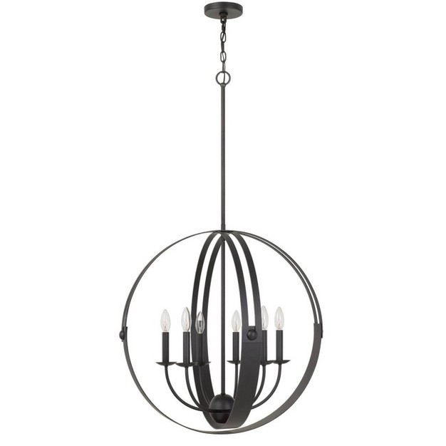 X 27 quot X 46 quot h 60w X 6 Valais Metal Chandelier In Matte Black Cal Lighting