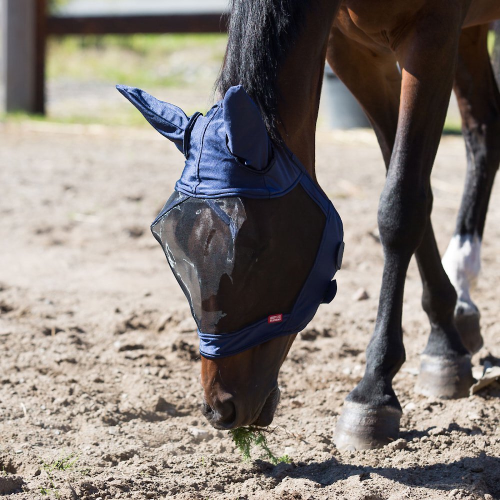 Horze Equestrian Cayman Horse Fly Mask， Blue