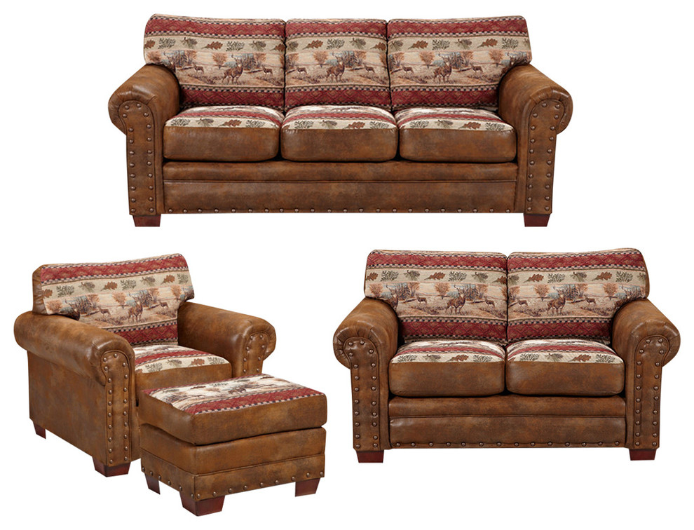 American Furniture Classics Model 8500 50S Deer Valley 4 Piece Set with Sleeper   Rustic   Living Room Furniture Sets  Houzz